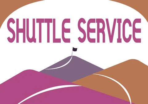 Writing displaying text Shuttle Service. Business overview vehicles like buses Stock Illustration
