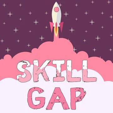 Writing displaying text Skill Gap. Business showcase Refering to a person s is Stock Illustration