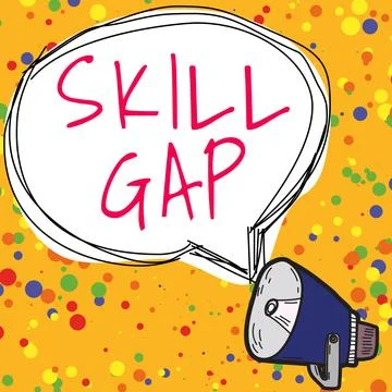 Writing displaying text Skill Gap. Business showcase Refering to a person's Stock Illustration