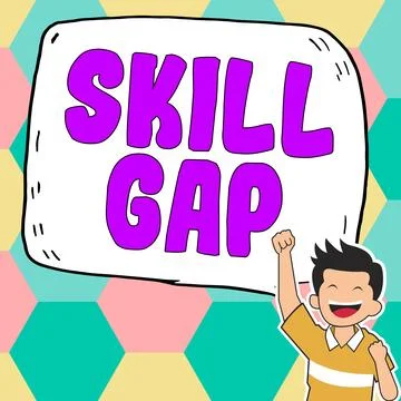 Writing displaying text Skill Gap. Word for Refering to a person's weakness or Stock Illustration