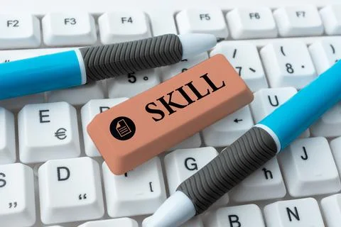Writing displaying text Skill. Word for ability to use one s is knowledge 写真素材