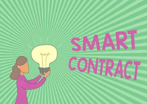 Writing displaying text Smart Contract. Conceptual photo digital agreement to Ilustração Stock