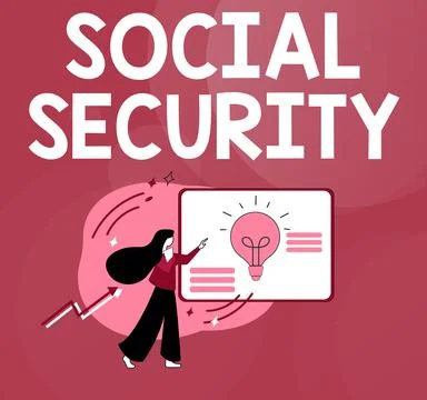 Writing displaying text Social Security. Business overview assistance from state Stock Illustration