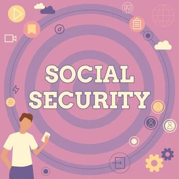 Writing displaying text Social Security. Word Written on assistance from state Stock Illustration