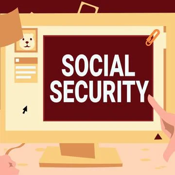 Writing displaying text Social Security. Internet Concept assistance from state Stock Illustration