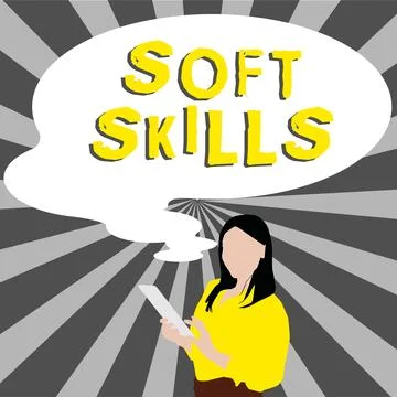 Writing displaying text Soft Skills. Concept meaning personal attribute enable Stock Illustration