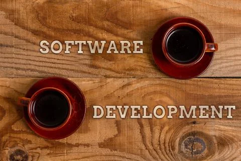 Writing displaying text Software Development. Business approach software is Stock Photos
