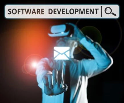 Writing displaying text Software Development. Conceptual photo software is 스톡 사진