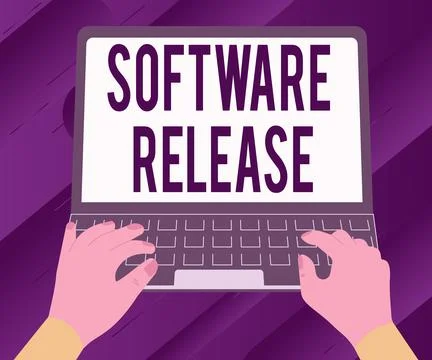 Writing displaying text Software Release. Business approach sum of stages of Stock Illustration