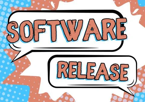 Writing displaying text Software Releasesum of stages of development and Illustrazione stock