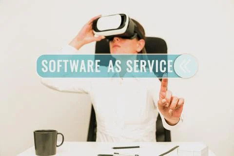 Writing displaying text Software As Service. Word for On Demand licensed on Foto stock