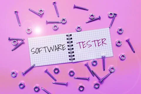 Writing displaying text Software Tester. Business concept implemented to protect Foto stock