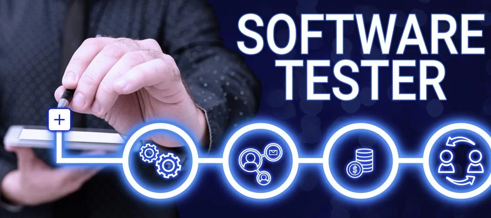 Writing displaying text Software Tester. Concept meaning implemented to protect Foto stock