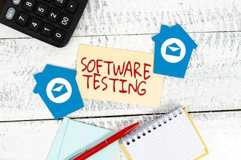 Writing displaying text Software Testing. Business concept investigation provide 스톡 사진