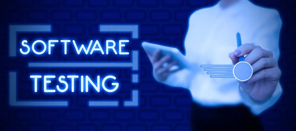 Writing displaying text Software Testinginvestigation provide information about Stock Photos