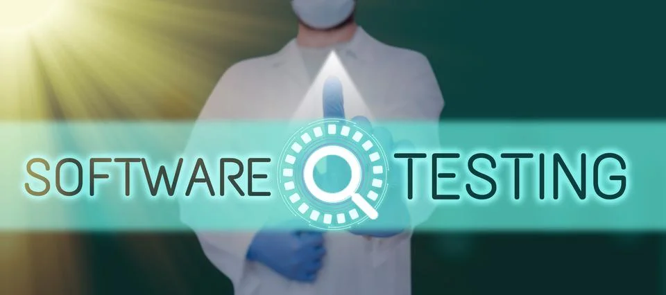 Writing displaying text Software Testinginvestigation provide information about Stock Photos