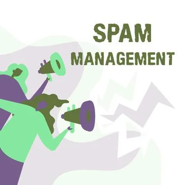 Writing displaying text Spam Management. Word for help reduce or filter the Stockillustratie