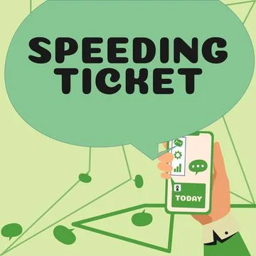 Writing displaying text Speeding Ticket. Business overview psychological test Stock Illustration