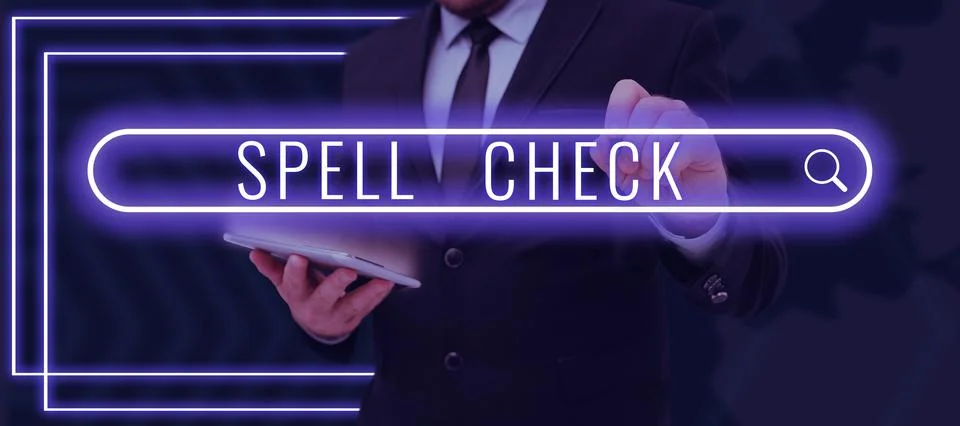 Writing displaying text Spell Check. Business idea to use a computer program to Stockfoto's