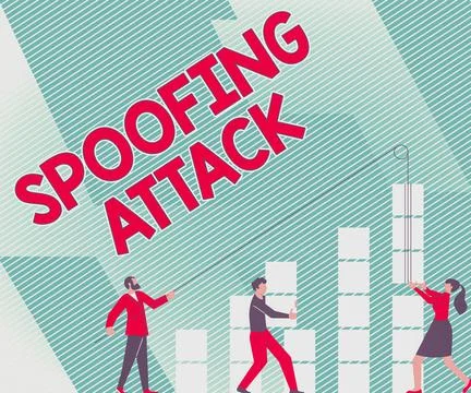 Writing displaying text Spoofing Attack. Business approach impersonation of a 스톡 일러스트