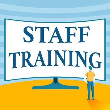 Writing displaying text Staff Training. Business concept learn specific 스톡 일러스트