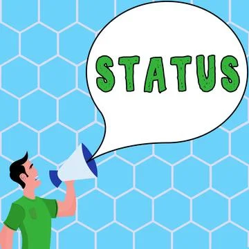 Writing displaying text Status. Internet Concept situation at a particular time Stock Illustration