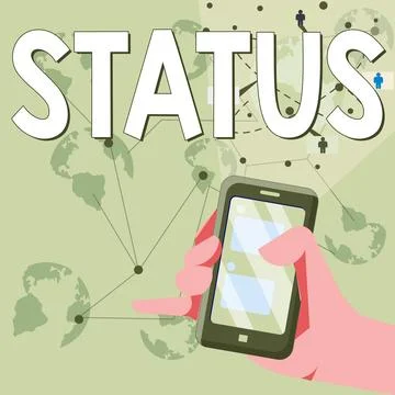 Writing displaying text Status. Internet Concept situation at a particular time Stock Illustration