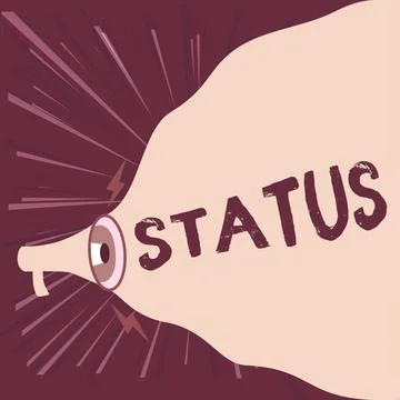 Writing displaying text Status. Word Written on situation at a particular time Stock Illustration
