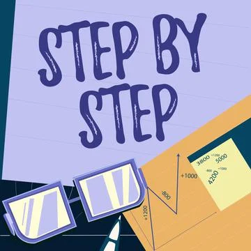 Writing displaying text Step By Step. Word Written on Slow progress Road to 스톡 일러스트