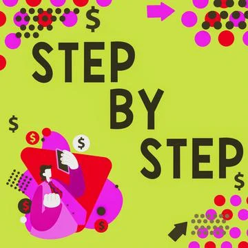 Writing displaying text Step By Step. Conceptual photo Slow progress Road to Illustrazione stock