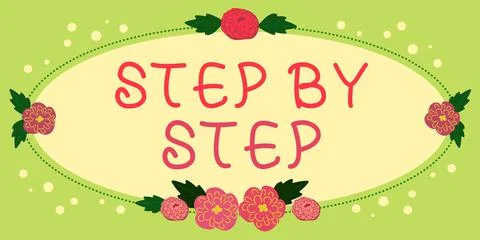 Writing displaying text Step By Step. Concept meaning Slow progress Road to Illustrazione stock