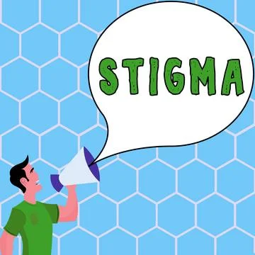 Writing displaying text Stigma. Conceptual photo feeling of disapproval that Stock Illustration