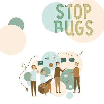Writing displaying text Stop Bugs. Business overview Get rid an insect or 스톡 일러스트