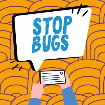 Writing displaying text Stop Bugs. Business overview Get rid an insect or Stock Illustration