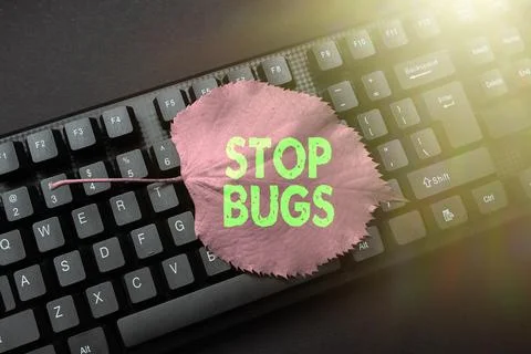 Writing displaying text Stop Bugs. Internet Concept Get rid an insect or similar Fotos Stock