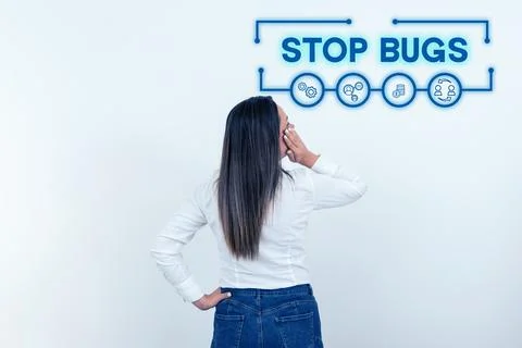 Writing displaying text Stop Bugs. Business idea Get rid an insect or similar Stock Photos