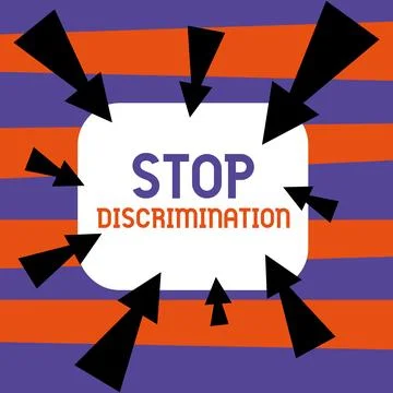 Writing displaying text Stop Discrimination. Business overview Prevent Illegal Stock Illustration