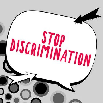 Writing displaying text Stop Discrimination. Business overview Prevent Illegal イラスト素材