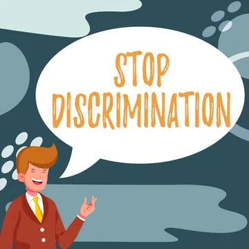 Writing displaying text Stop Discrimination. Concept meaning Prevent Illegal イラスト素材