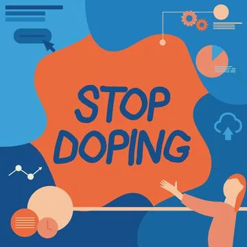 Writing displaying text Stop Doping. Word for do not use use banned athletic Stock Illustration
