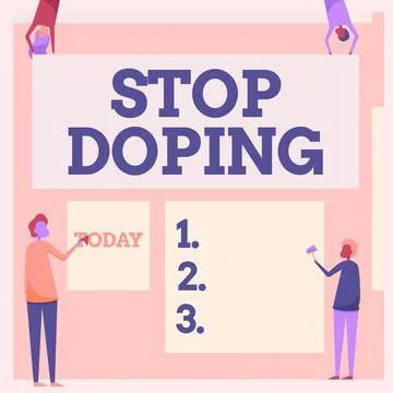 Writing displaying text Stop Doping. Word Written on do not use use banned Stock Illustration