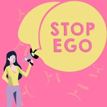 Writing displaying text Stop Ego. Business idea Control your obsession about a Stock Illustration