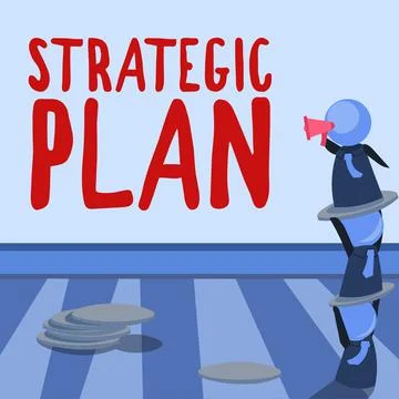Writing displaying text Strategic Plan. Business overview A process of defining 스톡 일러스트