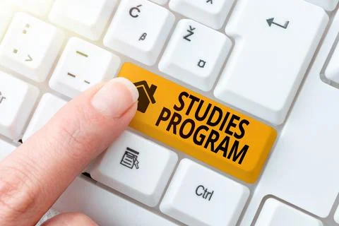 Writing displaying text Studies Program. Word Written on Platform help move you Stockfoto's