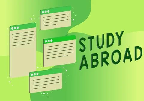 Writing displaying text Study Abroad. Word for Pursuing educational Stock Illustration