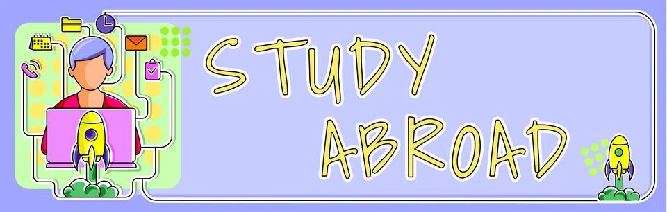 Writing displaying text Study Abroad. Business concept Pursuing educational Stock Illustration