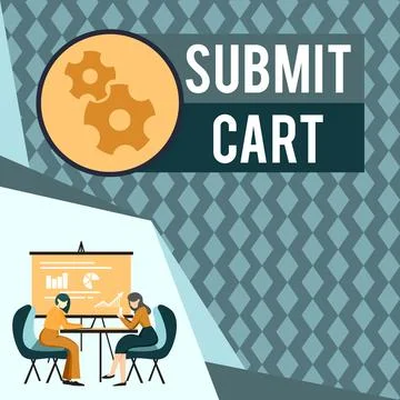 Writing displaying text Submit Cart. Word Written on Sending shopping list of Illustrazione stock