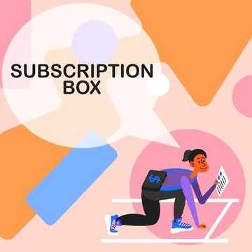 Writing displaying text Subscription Box. Word for button if you clicked on will Stock Illustration