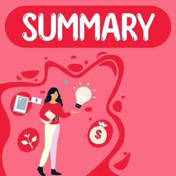 Writing displaying text Summary. Internet Concept Brief Statement Abstract Ilustración de archivo