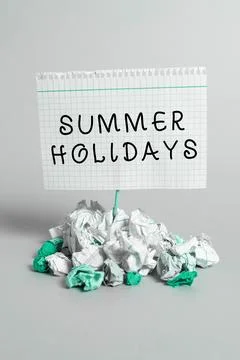 Writing displaying text Summer Holidays. Word Written on Vacation during the 스톡 사진